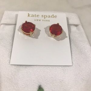 Kate Spade Stud Earrings In Red & Gold.